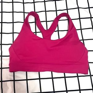 Athleta womens sports bra hot pink racker back size small with padding.